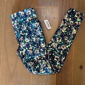 Girls size 10-12 old navy floral flower athletic leggings with pockets